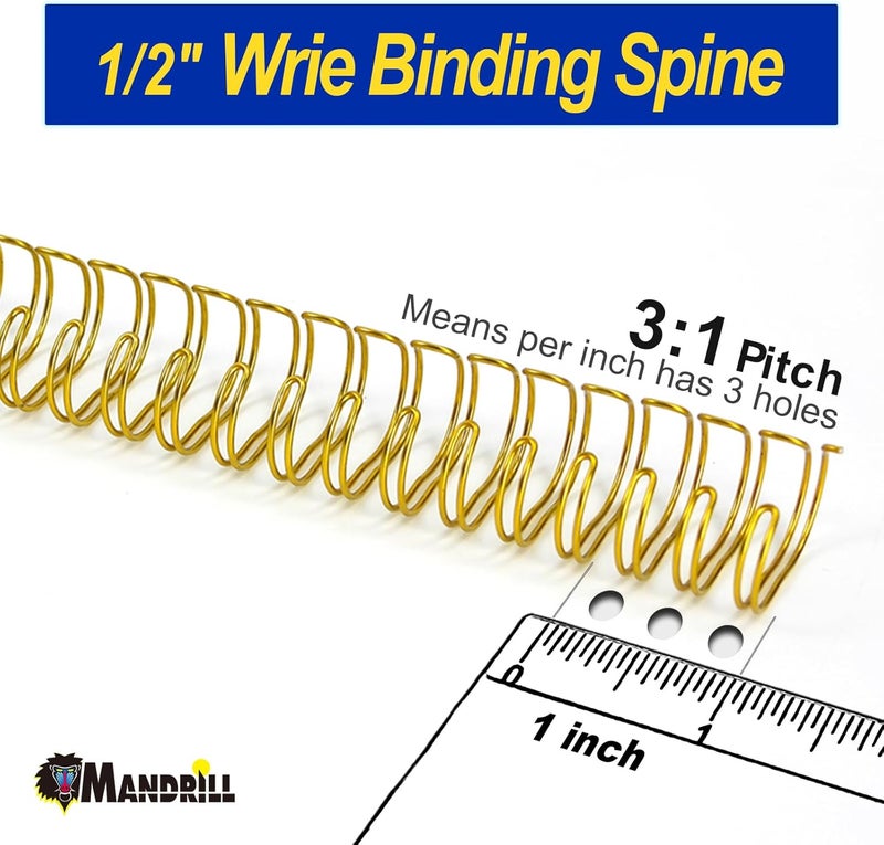 RAYSON WR32127M Wire Binding Spines, Multicolor, 3:1 Pitch Double Loop Binding Wires 1/2 Inch, 32-Loop Wire Ring Pack of 100 with Black, Gold, Blue, White, Silver - Image 2